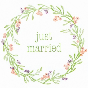 20er Pack Perlmuttglanz Servietten Hochzeit -Just Married-, 33 x 33 cm