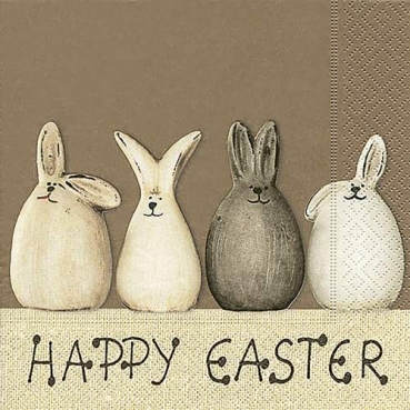 20er Pack Servietten -Happy Easter-, Moderne Osterhasen, 33 x 33 cm
