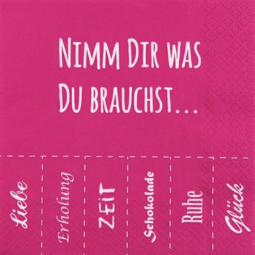 20er Pack Servietten -Nimm dir was du brauchst- in Pink, 33 x 33 cm