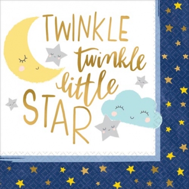 16er Pack Servietten Babyparty, Kindergeburtstag, -Twinkle, twinkle little Star-, 33 x 33 cm