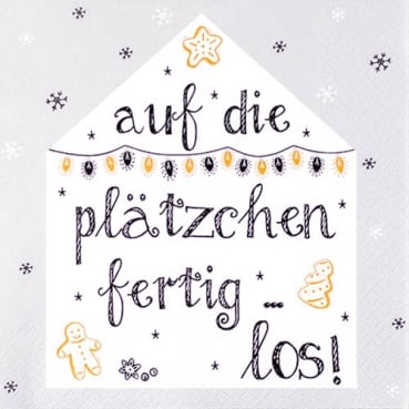 20er Pack Servietten Weihnachten -Auf die Plätzchen fertig los!- , 33 x 33 cm