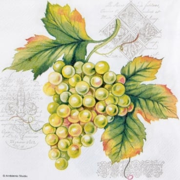 20er Pack Servietten Weintrauben, 33 x 33 cm, zweiseitig.