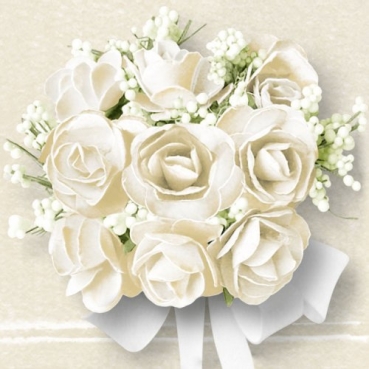 20er Pack Servietten Hochzeit, Weiße Rosen, 33 x 33 cm