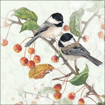 20er Pack Servietten Vögel auf Kirschbaumzweig, 33 x 33 cm