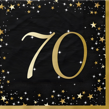 16er Pack Servietten Funkelnde 70, Geburtstag, 33 x 33 cm