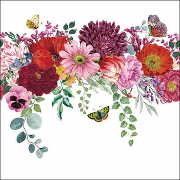 20er Pack Servietten Blumenbordüre, 33 x 33 cm
