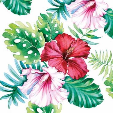 20er Pack Servietten Hibiskus, 33 x 33 cm