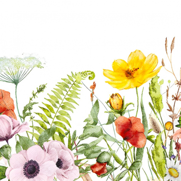 20er Pack Servietten Bunte Blumenwiese, 33 x 33 cm