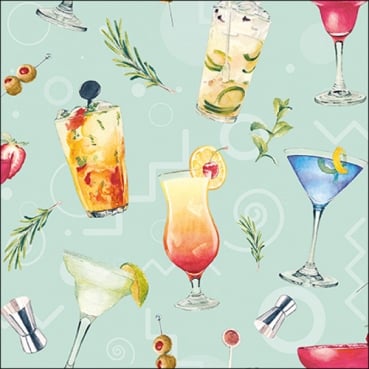 20er Pack Servietten Cocktails, Cocktailparty, 33 x 33 cm