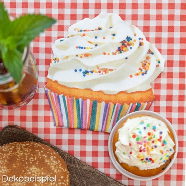 Dekobeispiel für die Airlaid Servietten Cupcake, 16 x 15,5 cm.