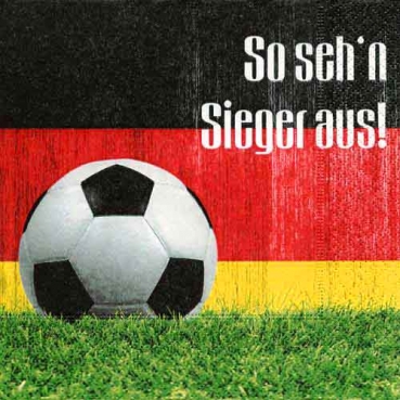 20er Pack Servietten Fußball, -So sehn Sieger aus-, 33 x 33 cm