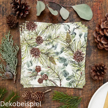 20er Pack Servietten Eukalyptus- und Kiefernzweige, 33 x 33 cm.
