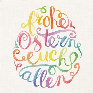 20er Pack Servietten -Frohe Ostern euch allen, bunt, 33 x 33 cm
