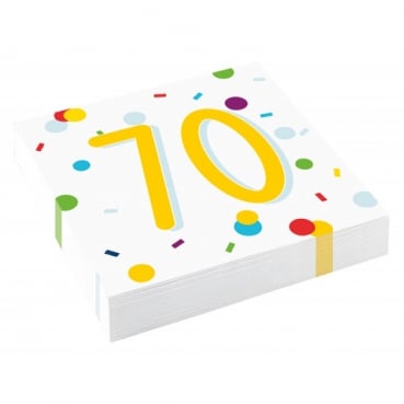 20er Pack Servietten 70. Geburtstag, bunt, 33 x 33 cm