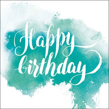 20er Pack Servietten Geburtstag, Happy Birthday in Türkis/Weiß, 33 x 33 cm