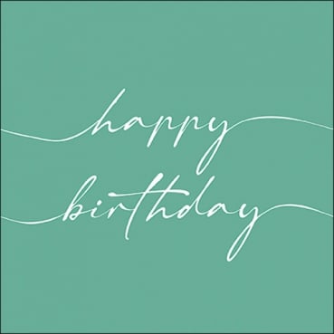 20er Pack Servietten Geburtstag, Schriftzug Happy Birthday mintgrün, 33 x 33 cm