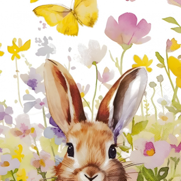 20er Pack Servietten Ostern, Hase, Schmetterling & Blumen, 33 x 33 cm