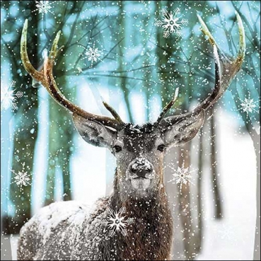 20er Pack Servietten Hirsch im Schnee, 33 x 33 cm