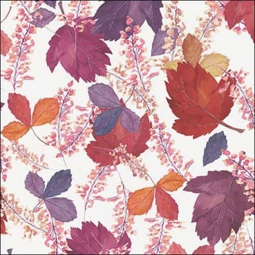 20er Pack Servietten Indian Summer, Blätter in Lila, 33 x 33 cm