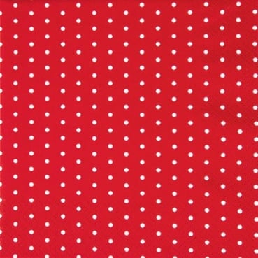 20er Pack Servietten Punkte in Rot, 33 x 33 cm