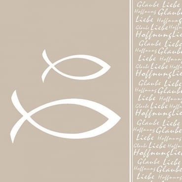 20er Pack Servietten Kommunion, Christliche Fische, Glaube in Taupe, 33 x 33 cm