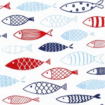 20er Pack Servietten Kommunion, Fische Maritim, 33 x 33 cm