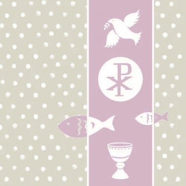 20er Pack Servietten Kommunion, Konfirmation in Soft Violet, 33 x 33 cm
