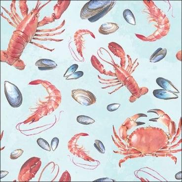 20er Pack Servietten Maritim, Krustentiere und Muscheln, 33 x 33 cm