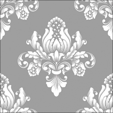 20er Pack Servietten Barock Ornamente in Silber, 33 x 33 cm
