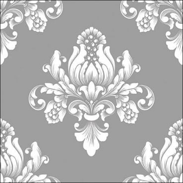 20er Pack Servietten Barock Ornamente in Silber, 33 x 33 cm