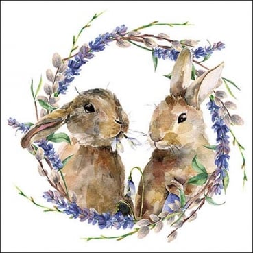 20er Pack Servietten Ostern, Hasen im Frühlingsreigen, 33 x 33 cm