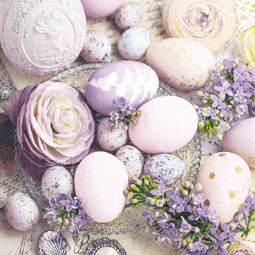 20er Pack Servietten Osterzauber in Flieder, 33 x 33 cm