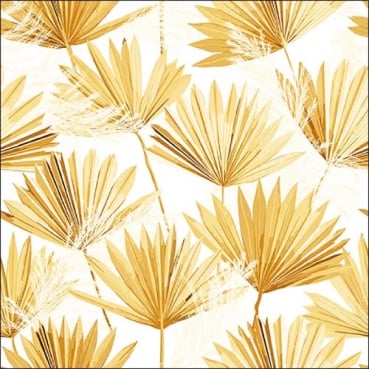 20er Pack Servietten Palmblätter in Creme/Gold, 33 x 33 cm