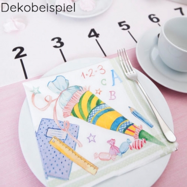 20er Pack Servietten Einschulung, Schultüte in Pastellfarben, 33 x 33 cm.