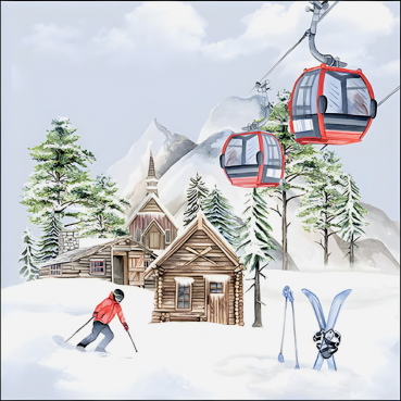 20er Pack Servietten Skiurlaub, Winter, 33 x 33 cm