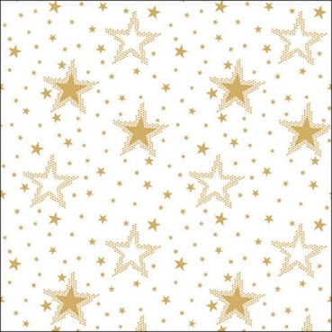 20er Pack Servietten Weihnachten, Sterne in Gold, 33 x 33 cm