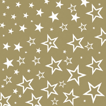 20er Pack Servietten Weihnachten, Sterne in Gold/Weiß, 33 x 33 cm