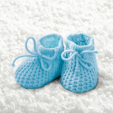 20er Pack Servietten Taufe, Baby Strickschühchen in Hellblau, 33 x 33 cm