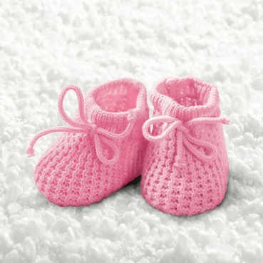 20er Pack Servietten Taufe, Baby Strickschühchen in Rosa, 33 x 33 cm