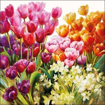 20er Pack Servietten Bunte Frühlingsblumen, 33 x 33 cm