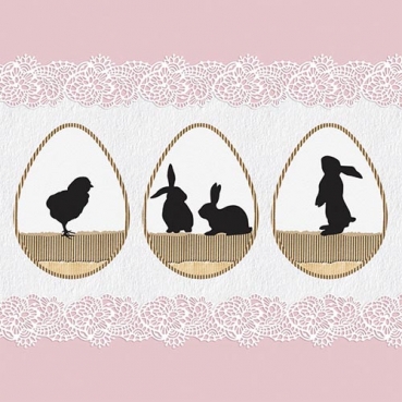 20er Pack Servietten Vintage Ostern in Rosa, 33 x 33 cm