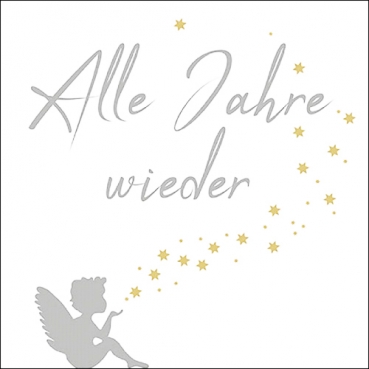 20er Pack Servietten Weihnachten, -Alle Jahre wieder- in Silber/Gold, 33 x 33 cm