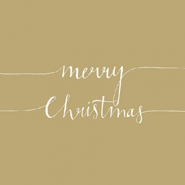 20er Pack Servietten Weihnachten, Merry Christmas in Gold, 33 x 33 cm