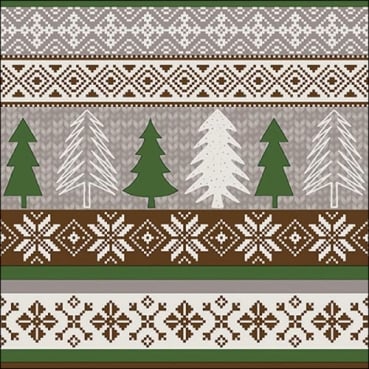 20er Pack Servietten Weihnachten, Wintermotiv mit Strickoptik in Grün/Braun, 33 x 33 cm