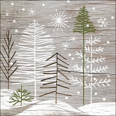 20er Pack Servietten Moderner Winterwald, 33 x 33 cm