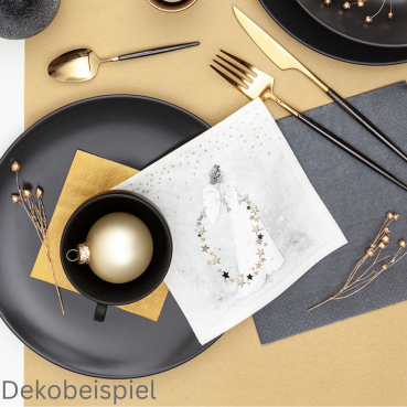 Dekobeispiel mit den Servietten Weihnachtsengel im Sternenregen, 33 x 33 cm.
