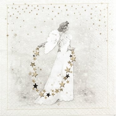 20er Pack Servietten Weihnachtsengel im Sternenregen, 33 x 33 cm