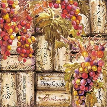 20er Pack Servietten Weinfest, Rebsorten, 33 x 33 cm