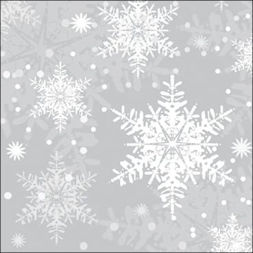 20er Pack Servietten Eiskristalle in Weiß/Silbergrau, 33 x 33 cm