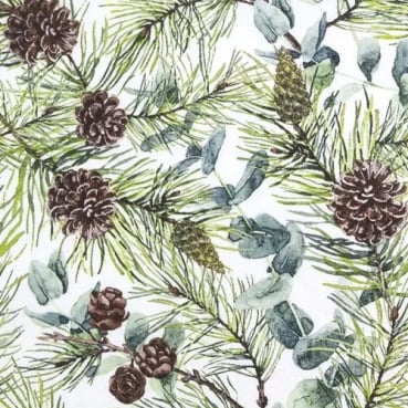 20er Pack Servietten Eukalyptus- und Kiefernzweige, 33 x 33 cm